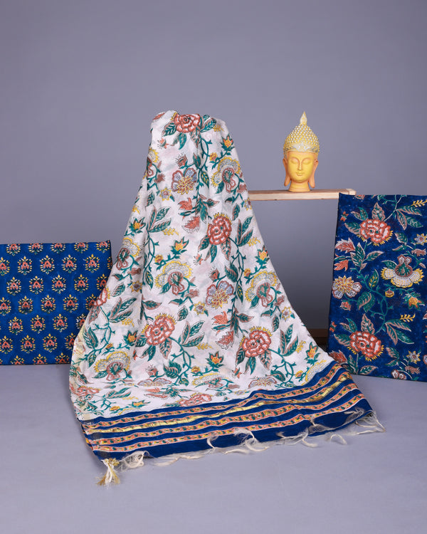 Falak Chintz Block Print Chanderi Unstitched Suit set