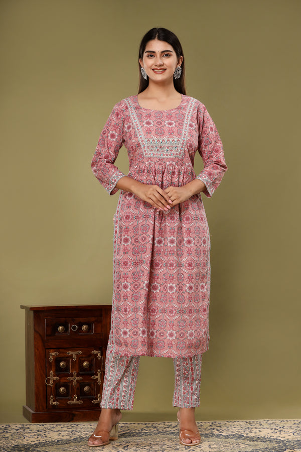 Palace Pink Gher Kurta Pant Set