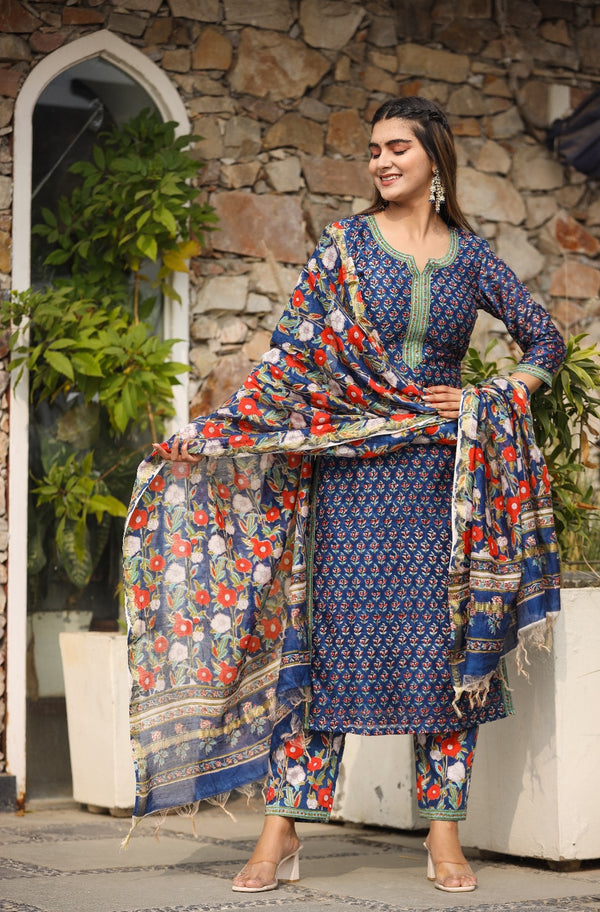 Midnight Hues Chanderi Straight Fit Suit set