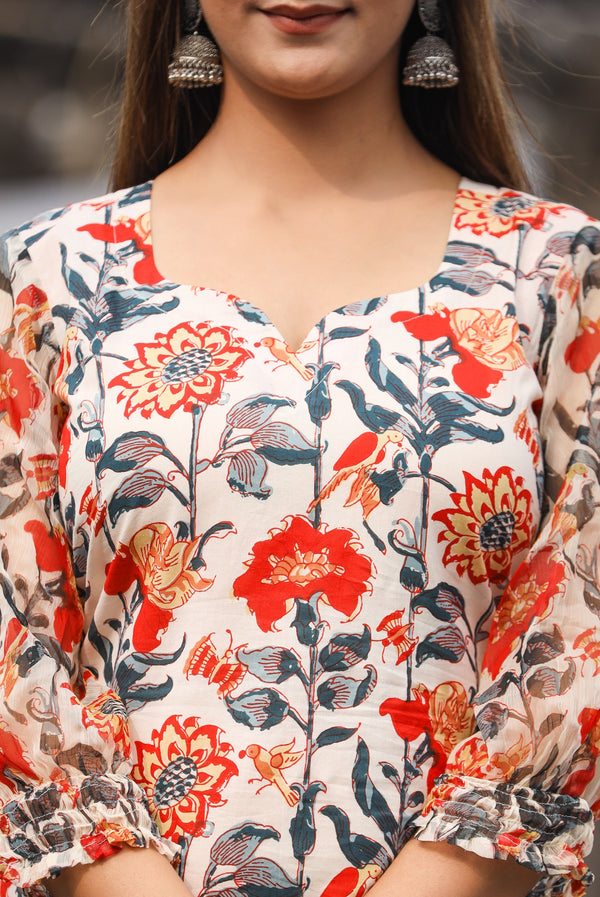 Alipriya Floral Straight Fit Kurta and Pant Only