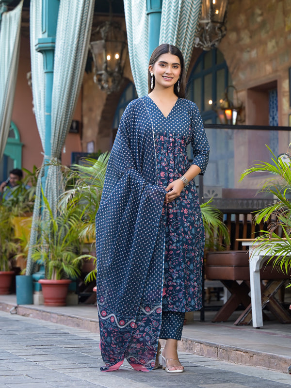 Hoor Floral Print Cotton Suit Set