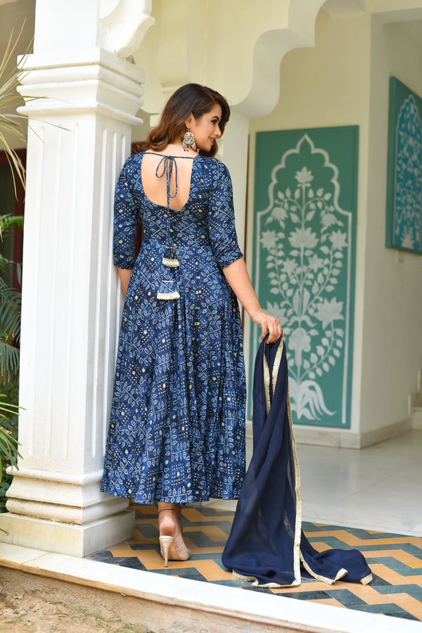 Persian Majesty Bandhani Anarkali Dress