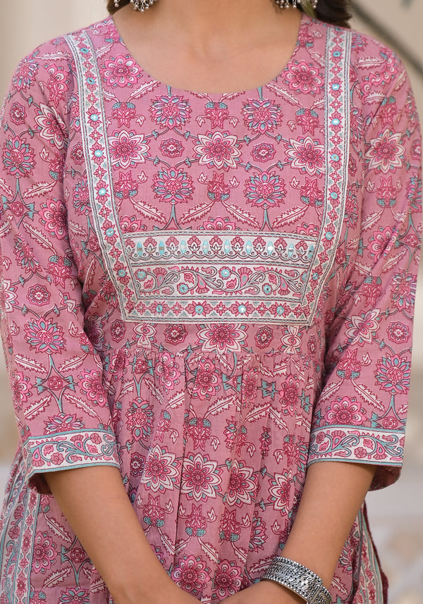 Palace Pink Gher Kurta Pant Set